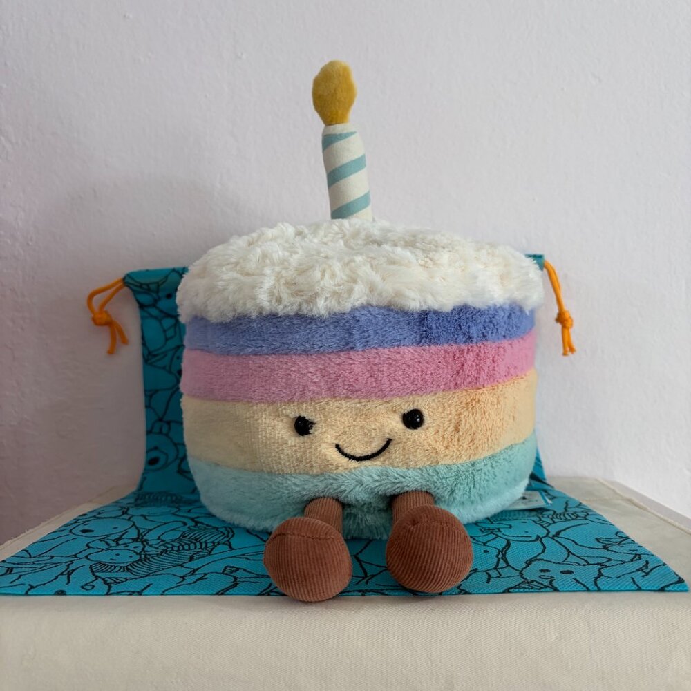 Jellycat Amuseables LARGE Rainbow Birthday Cake Gift BNWT Fast Shipping